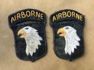 X2 English Theatre Made Ww2 Rare 101st Airborne Screaming Eagle Cloth Patches