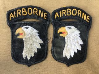 X2 English Theatre made ww2 rare 101st airborne screaming eagle cloth patches 6