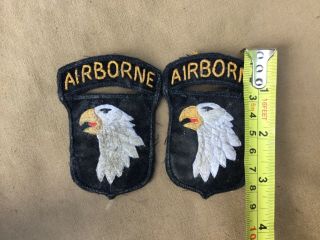 X2 English Theatre made ww2 rare 101st airborne screaming eagle cloth patches 7