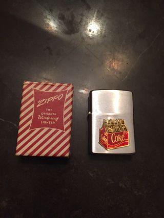 1955 Zippo Coca Cola,  Rare And Vintage,  Pat.  2517191 With Candy Box