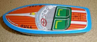 Vintage Toy Gull " Tin " Boat From Japan - 3 3/4 " X 1 3/4 "