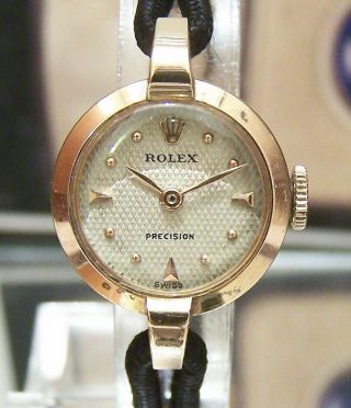 Vintage Swiss Rolex Solid 18k Gold Precision Wrist Watch,  Rolex Band