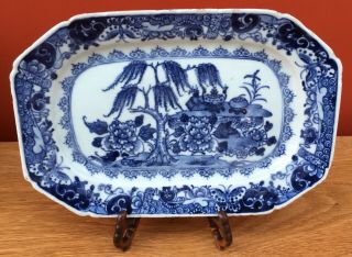 18th Century Qing Chinese Export Porcelain Blue And White Ashet / Meat Plate