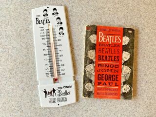 Vintage The Beatles Thermometer Official Beatles Fan Club And 20 Wallet Photos