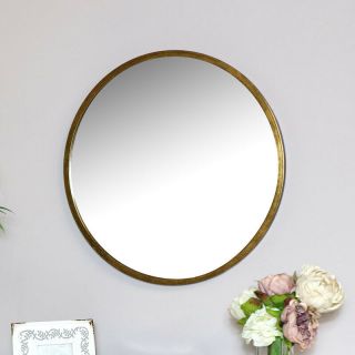 Large Round Gold Wall Mounted Mirror Vintage Chic Bathroom Living Room Display