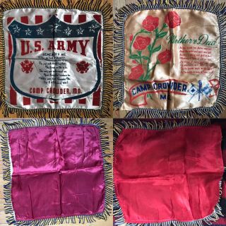 2 Rare 40s Wwii Camp Crowder,  Neosho Missouri Mo Army Sweetheart Pillow Cases
