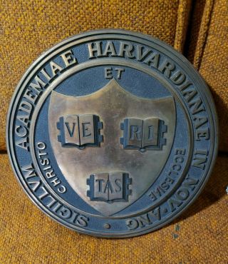 Vintage Bronze Harvard University School Seal Wall Plaque 9 " Early Antique
