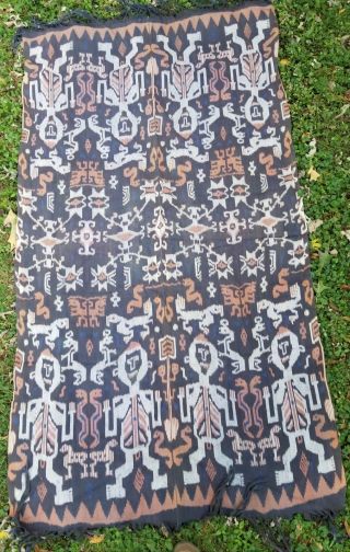 Vintage Sumba Ikat Hinggi Hand Woven Traditional Tapestry Indonesia 43 " By 78 "