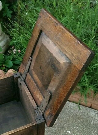 Antique 17th Century Carved Oak Bible Candle Box 48.  5 x 30.  5 x 29.  5 cms 8