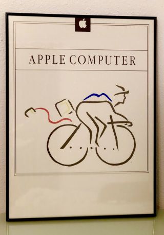 Vintage Apple Computer Poster ‘wheels For The Mind’,  Bicycle Rare