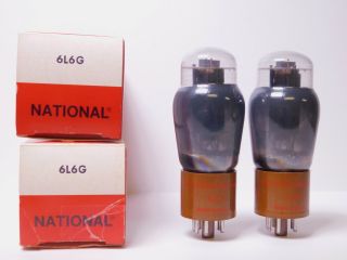 National Electronics 6l6g Vintage Vacuum Tube Pair Smoked Glass Nos (test 100)
