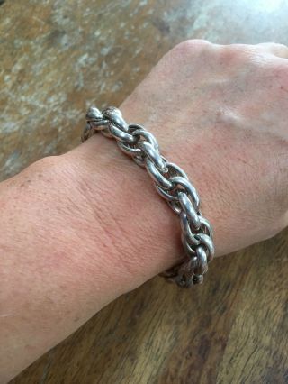 Vintage Unusual Link Sterling Silver Bracelet With Padlock 2