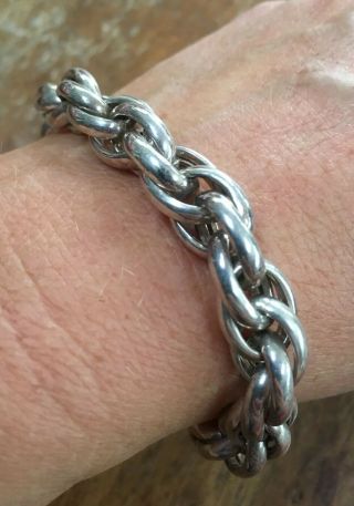 Vintage Unusual Link Sterling Silver Bracelet With Padlock 3