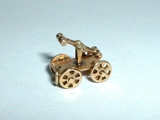 Vintage 14k Yellow Gold Moveable 3d Railroad Mining Pump Car Cart Charm