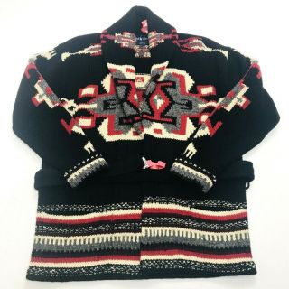 Vintage Ralph Lauren Sz Medium Hand Knit 100 Wool Indian Sweater Aztec (610)
