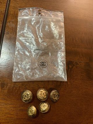 Chanel Buttons Vintage Set Of 5 Cc Logo 17 Mm Gold Tone Metal