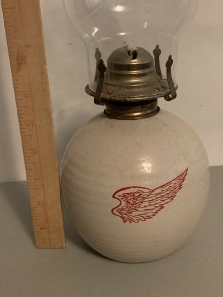 Vintage Red Wing Stoneware Pottery Oil Lamp Lantern Rare 3
