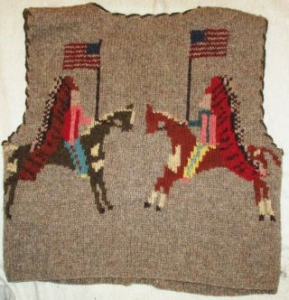 Vintage Euc Ralph Lauren 89 Polo Country Wool Vest Native Americans Horses S