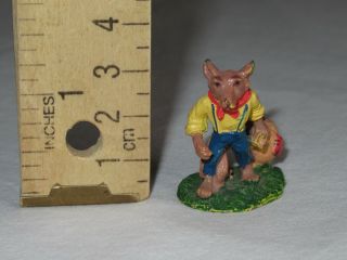 Vintage Metal Cast Iron ? Miniature Wolf 1.  25 " Toy Animal Fairy Tale Bag Painted