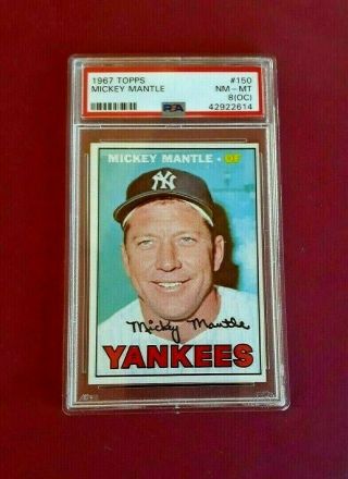 Mickey Mantle 1967 Topps 150 Psa 8 Ny Yankees Great Sharp Vintage Card