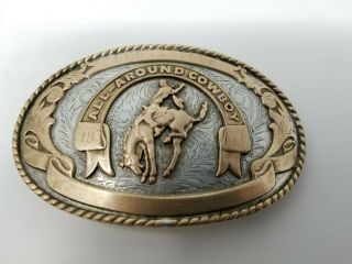 Vintage 1977 Irvine & Jachens Sterling Silver All Around Cowboy Belt Buckle