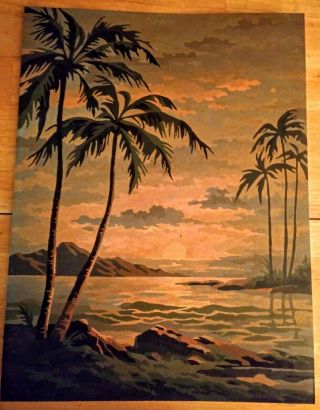 Matched Pair Vintage Paint By Numbers Paintings Hawaii Landscapes Hawaiiana 2
