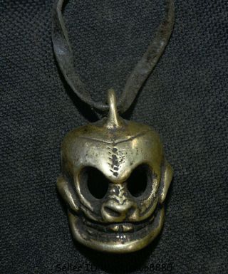 1.  4 " Rare Old Tibet Buddhism Temple Copper Skull Head Skeleton Pendant Amulet
