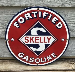 Vintage Skelly Gasoline Porcelain Gas Motor Oil Service Station Pump Plate Sign