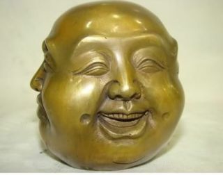 Lucky Tibetan Brass Four Face Seal Buddha Head Statue