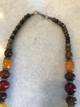 Vintage Beaded Cherry Bakelite? Baltic Butterscotch Amber? Beads 24.  5” Necklace 3