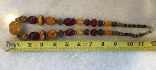 Vintage Beaded Cherry Bakelite? Baltic Butterscotch Amber? Beads 24.  5” Necklace 5