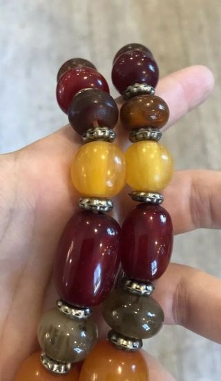 Vintage Beaded Cherry Bakelite? Baltic Butterscotch Amber? Beads 24.  5” Necklace 7
