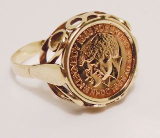 100 Vintage 8k Solid Yellow Gold Rare Coin Signet Ring Sz 7.  5 Us