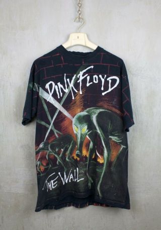 Pink Floyd " The Wall " Vintage 80’s - 90’s T - Shirt Rare Size Xl Black Cotton Vtg