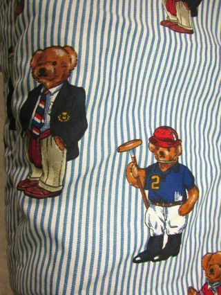 RALPH LAUREN Vintage TWIN TEDDY BEAR STRIPED COMFORTER Fitted and Flat Sheet EUC 6