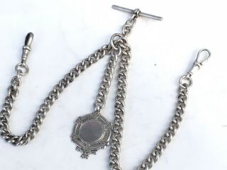 Solid Silver Double Sided Pocket Watch Chain,  Hallmarked Chester 1930 3