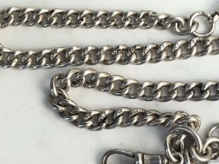 Solid Silver Double Sided Pocket Watch Chain,  Hallmarked Chester 1930 4