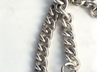 Solid Silver Double Sided Pocket Watch Chain,  Hallmarked Chester 1930 8