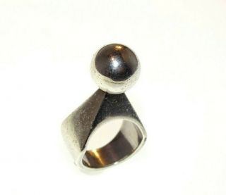 Stunning Vintage Celia Harms Modernist Sterling Silver Ring Sz 6.  5 Mexico