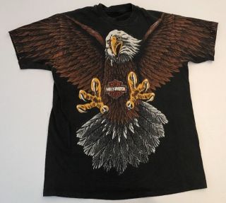 Vtg Harley Davidson T Shirt Screaming Eagle Rare 1993 All Over Print Both Sides