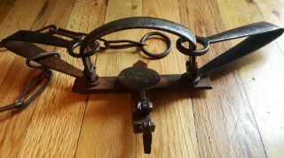 Newhouse 2 Antique Trap,  Parts,  Hand Forged Springs,  Oval Chain,  Rare 6