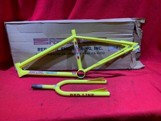 Nos Vintage Redline Mx - Ii Frame And Fork Yellow Bmx Freestyle Racing