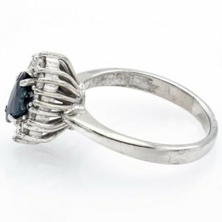 Vintage 18K White Gold 0.  41 Ct Sapphire & 0.  3 TCW Diamond Ring 3.  5 Grams 5