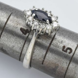 Vintage 18K White Gold 0.  41 Ct Sapphire & 0.  3 TCW Diamond Ring 3.  5 Grams 6