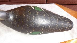 Wonderful MASON FACTORY Black Duck Decoy carved wood Great paint NM NR 9