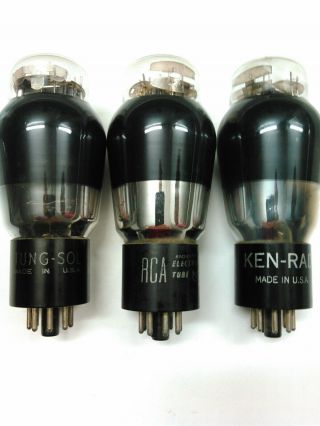 (3) Vintage 6b4g Vacuum Tubes Tung Sol Rca Ken - Rad Black Glass Made Usa 1940 