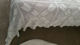 Vintage Hand Crochet BedSpread Coverlet,  tablecloth 86 x70 inches white 3