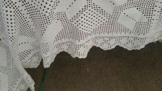 Vintage Hand Crochet BedSpread Coverlet,  tablecloth 86 x70 inches white 4