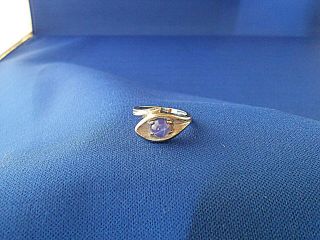 Vtg 14k White Gold Ring Size 5 Blue Lindy Star Sapphire Mid - Century 3.  1 Grams
