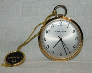 Caravelle By Bulova Vintage Gold Pocket Watch 7j France Movement Open Face